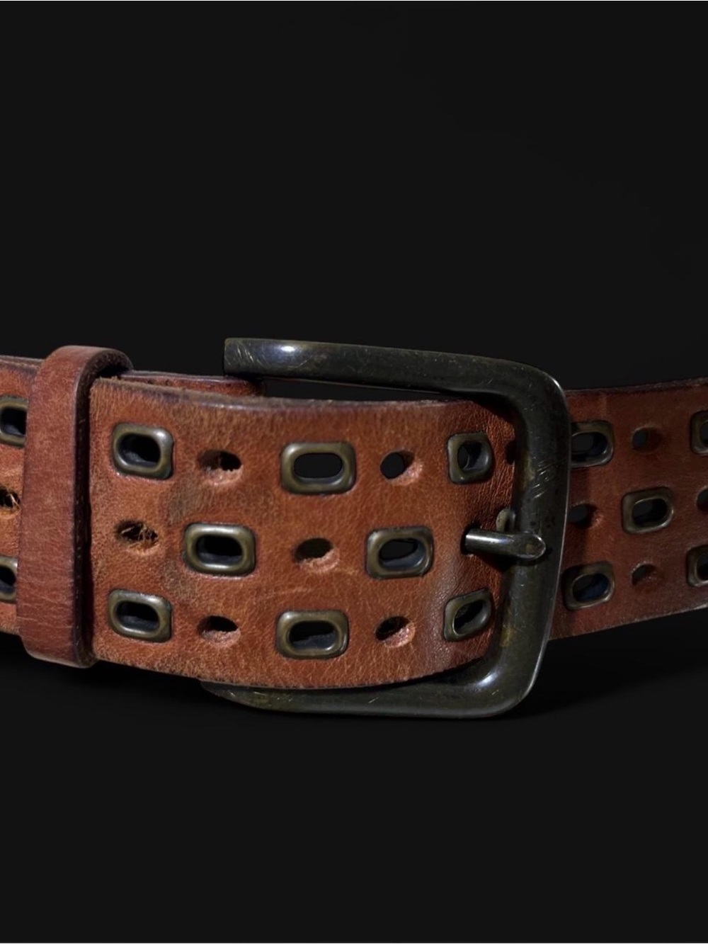 Lauren Ralph Lauren Brown Leather Studded Belt with Black Buckle - Picture 4 of 8